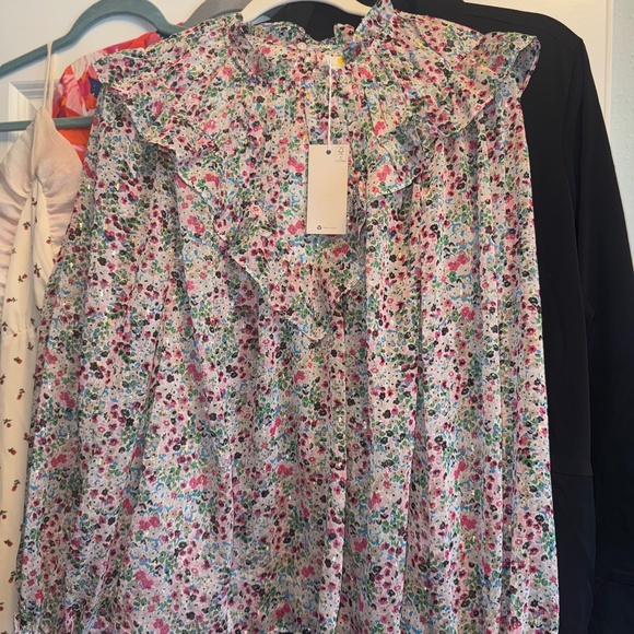 Boden Ditsy Print Floral Blouse Metallic Fleck Sparkle sz XL ( us 16-18) - Picture 7 of 8